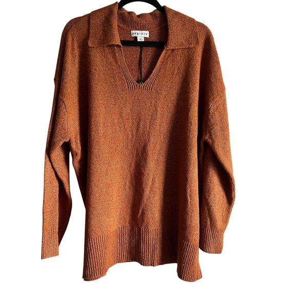 Ava & Viv Sweaters - Ava & Viv Women's Plus Size Bronze Collared Pullover Sweater - Size 2X - NWT